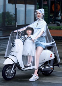 日本进口新款雨衣电动电瓶车男女款单人透明亲子防暴雨自行车雨披