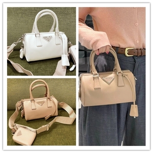 prada普拉达正品代购三合一尼龙布圆筒单肩斜挎包波士顿手提女包