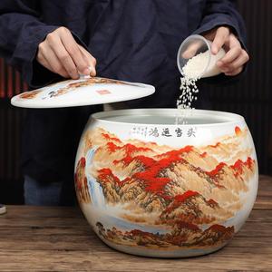 高端景德镇陶瓷米缸米桶家用10斤20斤茶叶罐面粉桶防潮防虫密品牌