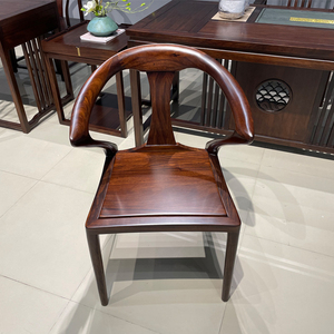 新中式餐椅乌金木全实木围椅靠背椅蝴蝶椅现代简约家用书桌椅茶椅