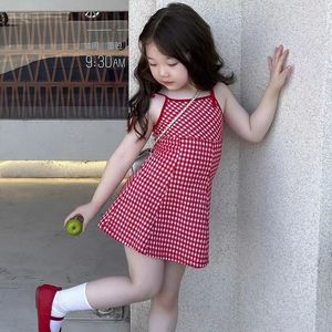 巴拉巴拉韩版童装2024新款女童连衣裙红色吊带连衣裙夏季纯棉童装