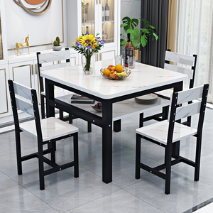 (单独桌子)方形简约现代小户型经济型餐桌双层小正家用吃饭时尚风
