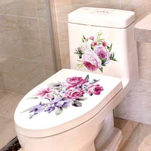 马桶贴花贴盖装饰墙贴纸卫生间厕所创意花卉坐便贴画自粘防水