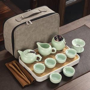 便携式旅行茶具套装陶瓷户外露营喝茶装备野外茶盘随手泡茶壶茶杯