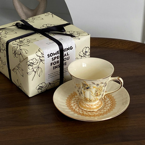 金色麦穗复古欧式陶瓷描金咖啡杯碟英式下午茶生日礼物女生伴手礼