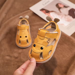 巴拉巴拉宝宝凉鞋男宝夏天新款婴儿鞋子防滑0-1-3岁真皮软底学步