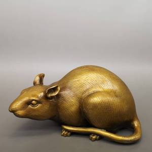 铜老鼠摆件纯铜十二生肖鼠五子登科鼠福禄鼠如意鼠动物居家办公室