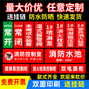 消防水泵房标识牌挂牌提示牌消防控制室标牌消防验收标识牌湿式报警阀室外消火栓喷淋泵吊牌常开常闭阀门订做