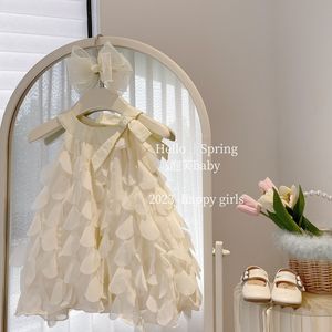 女童雪纺连衣裙2023夏季款洋气儿童公主裙子宝宝洋气白色吊带长裙