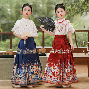 女童马面裙夏季唐装儿童民族古风汉服中国风新中式套装合唱演出服