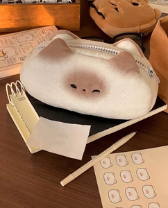小众韩系简约小猫面包笔袋大容量少女心化妆包学生上课文具收纳盒