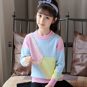 韩系洋气童装中式洋气装女童毛衣套头2024儿童春秋加绒针织打底衫