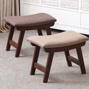 家逸凳子实木创意矮凳简约换鞋凳布艺沙发凳深咖啡色