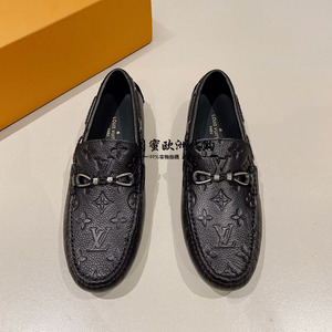 代购lv路易威登男鞋 经典平底休闲鞋压花纹套脚乐福鞋 驾车豆豆鞋