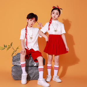 幼儿园六一儿童演出服合唱班服夏季中国风表演服新中式小学生套装