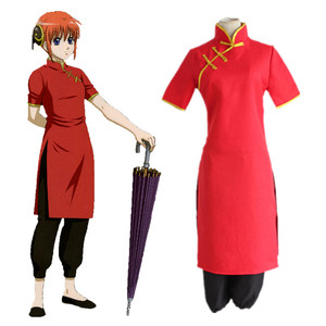 动漫服银魂cos服 神乐功夫装旗袍唐装 万圣节cosplay服装汉服