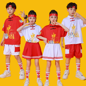 六一儿童啦啦队演出服节衣服新款拉拉队舞蹈比赛服装中国风运动会