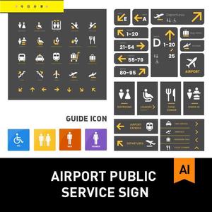 机场高铁公共场所服务标志导视图标指向牌 AI矢量设计素材SLT005
