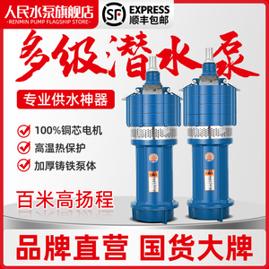 人民水泵小老鼠多级潜水泵220v上海高扬程大流量深井泵380v抽水泵
