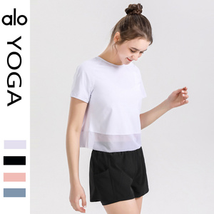 alo yoga 女士瑜伽服 运动 紧身上衣 短袖瑜伽服 训练跑步速干