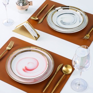 妙满屋西餐牛排刀叉餐具套装餐厅家用陶瓷意面盘子碟子金边早餐盘