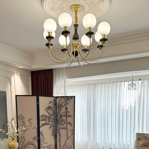 中古客厅吊灯美式复古全铜魔豆灯创意侘寂风餐厅卧室法式南洋吊