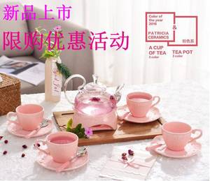韩式陶瓷玻璃花果茶红茶泡茶壶茶杯加热煮水果泡花茶茶具套装耐热