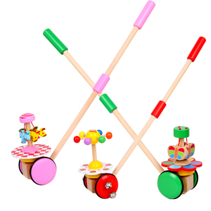 宝宝学步车手推车婴幼儿童学走路助步车木质制单杆推推乐益智玩具