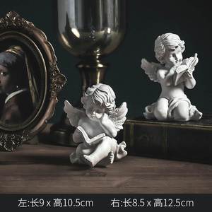 【曼塔】欧式复古白色天使装饰品雕塑石膏人物家居摆设雕像小摆件