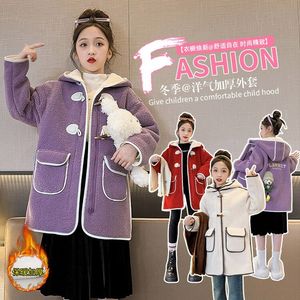 巴­拉巴­拉女童外套2024新款冬中长版韩版大衣儿童加绒加厚毛毛衣