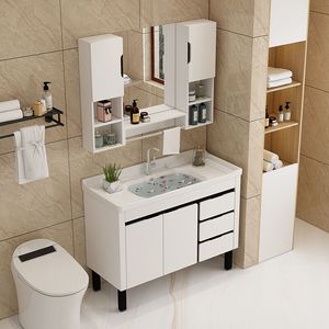 九□牧适用洗脸手盆柜组合落地式浴室柜现代简约小户型卫生