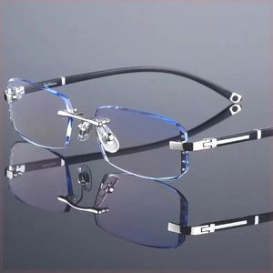 防蓝光辐射眼镜男上班电脑护目看手机钻石切边平光镜无框眼镜