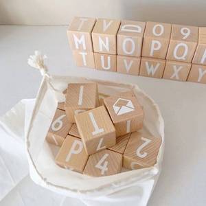 大颗粒木头儿童益智早教识字启蒙学习六面画方块字母数字积木玩具