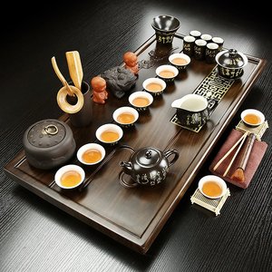 金灶整套茶具套装家用小型茶台实木茶盘排水式泡茶海托盘简约小号