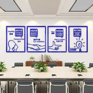 企业文化高级感背景墙贴画团队励志标语办公室司布置装饰工作布置