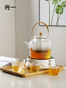 光一锤纹玻璃茶壶耐高温电陶炉煮茶壶家用烧水提梁壶泡茶茶具套装