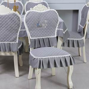 欧式餐椅垫套装圆形餐桌布布艺冬季水貂绒鹿椅子套罩家用餐桌椅套