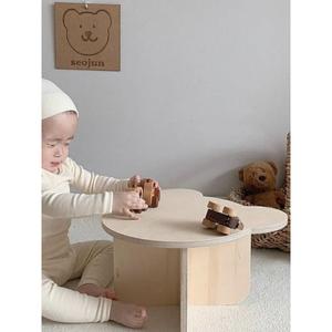 韩国儿童家用实木小凳子创意椅子小熊桌子客厅小板凳矮方凳小圆桌