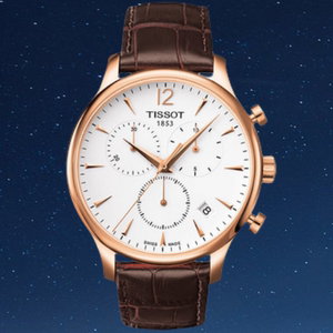 瑞士正品天梭手表Tissot男表俊雅系列石英表三眼计时商务皮带腕表