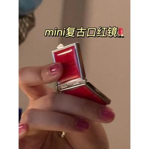 便携小镜子女随身复古红口红镜mini高颜值宫廷风上课化妆镜镜可爱