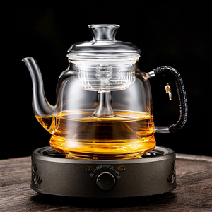 大容量耐高温全玻璃蒸茶壶煮茶器蒸馏壶养生壶烧水泡茶黑晶炉套装