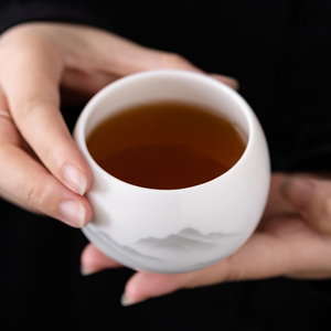 陶瓷主人杯单杯白瓷功夫茶具品茗杯个人专用大容量远山茶杯定制
