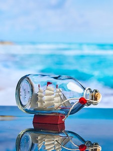 创意ins风瓶中船漂流瓶帆船摆件客厅桌面装饰许愿瓶儿童生日礼物