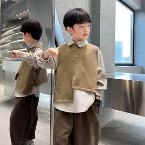 巴­拉巴­拉韩系男童春秋款衬衫毛衣针织衫马甲两件套儿童中大童套