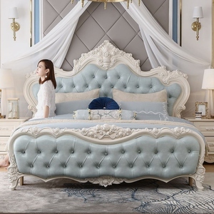 欧式床法式1.8米实木高箱田园公主双人婚床简欧主卧家具套装1.5