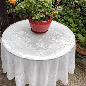 户外桌布防晒防水防烫免洗白色圆桌桌布圆形花园室外茶几垫餐桌布