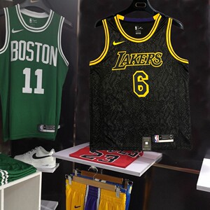 官方正品 海外代购 专柜折扣 湖人队6号詹姆斯球衣运动背心蛇纹黑