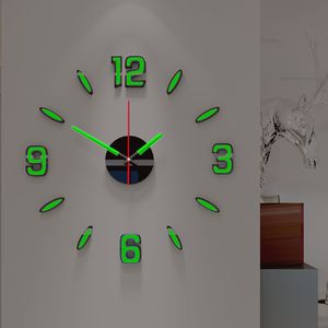 夜光DIY时钟客厅简约创意静音钟表家用现代欧式墙贴卧室时尚壁钟