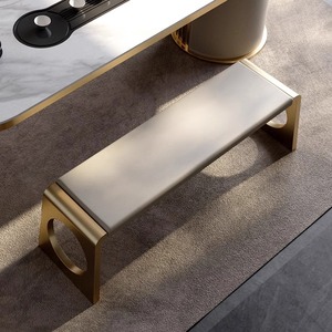 轻奢风设计师不锈钢全真皮长凳卡座软包长条凳茶桌餐桌椅长条凳子