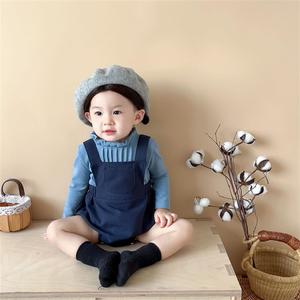 巴­拉巴­拉婴韩系儿衣服春秋款套装韩版女宝宝长袖花边领打底衫背
